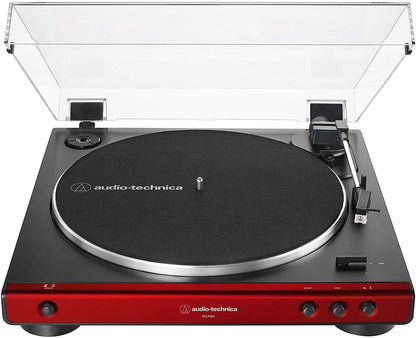 Audio Technica AT-LP60X Fully Automatic Belt-Drive Stereo Turntable, Red & Black