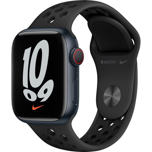 Apple Watch Nike Series 7 GPS + Cellular, 41mm Midnight Aluminum Case with Anthracite/Black Nike Sport Band