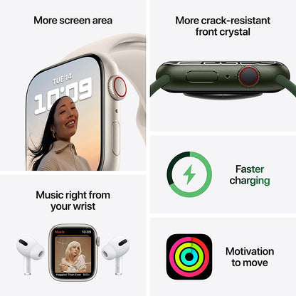 Apple Watch Series 7 GPS + Cellular, 45mm Green Aluminum Case with Clover Sport Band