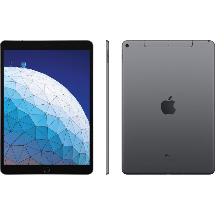 Apple 10.5-inch iPad Air Wi-Fi+Cellular 64GB-Space Gray 3rd Gen (2019) - Front + Back View