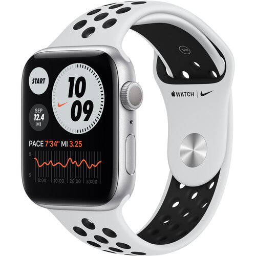 Apple Watch Nike Series 6 GPS, 44mm Silver Aluminum with Pure Platinum/Black Nike Sport Band