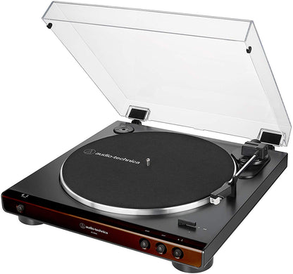 Audio Technica AT-LP60X Fully Automatic Belt-Drive Stereo Turntable, Brown & Black