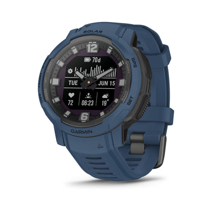 Garmin Instinct Crossover Solar, Rugged Hybrid Smartwatch with Solar Charging, Tidal Blue, Adjustable