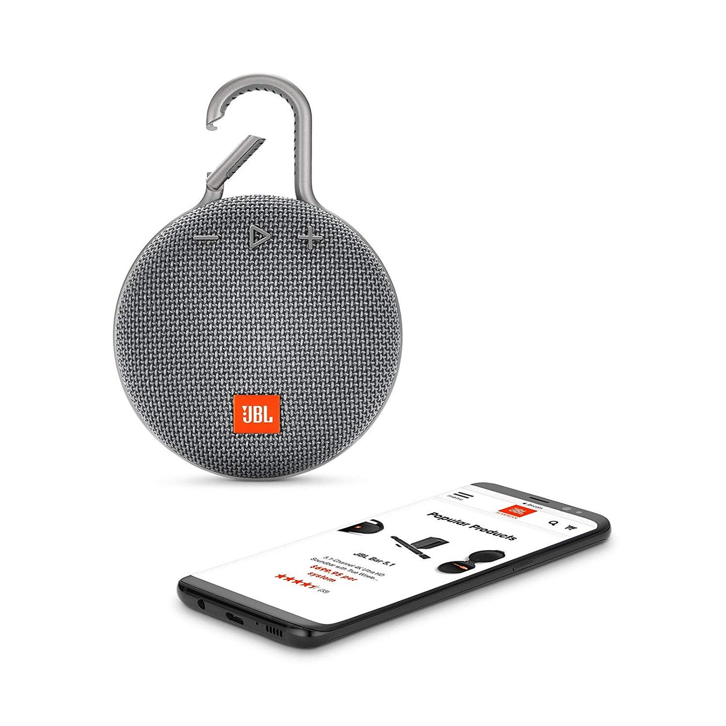 JBL Clip 3 Portable Waterproof Wireless Bluetooth Speaker, Gray