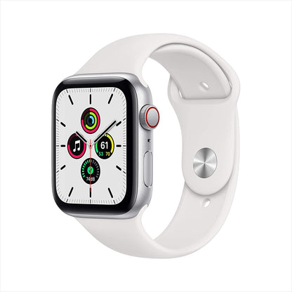 Apple Watch SE GPS + Cellular 44mm Silver Aluminum w White Sport Band