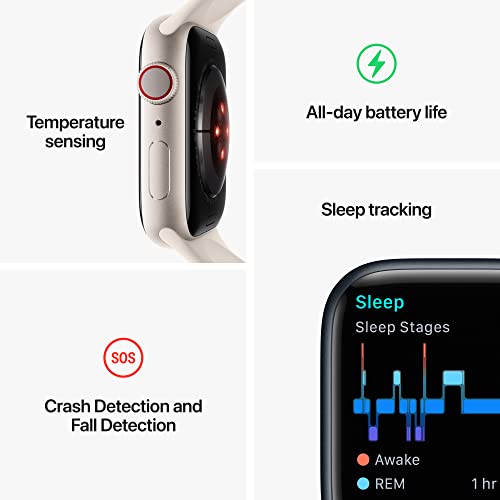 Apple Watch Series 8 GPS + Cellular 45mm Midnight Aluminum Case w Midnight Sport Band - S/M (2022)