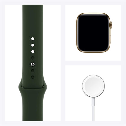 Apple Watch Series 6 GPS + Cellular 44mm Gold Stainless Steel w Cyprus Green Sport Band