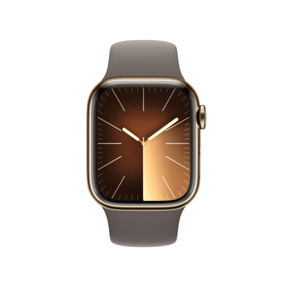 Apple Watch Series 9 GPS + Cellular 41mm Gold Stainless Steel Case with Clay Sport Band - S/M (2023)