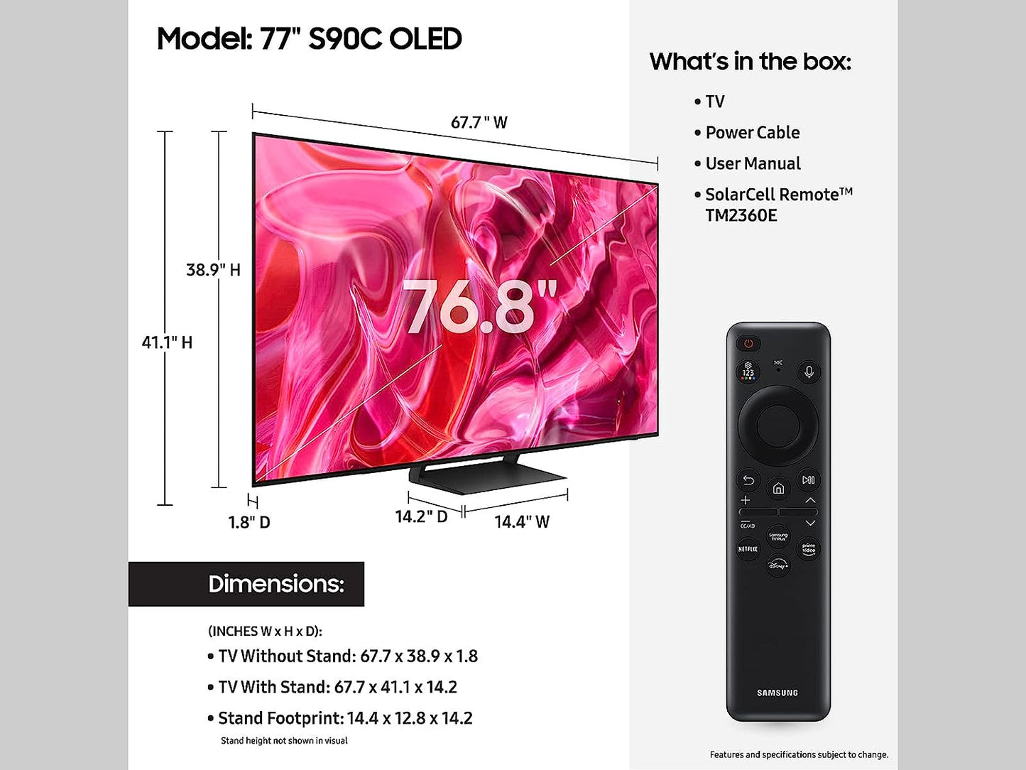 Samsung 77-in S90C OLED 4K TV - QN77S90CAFXZA (2023)