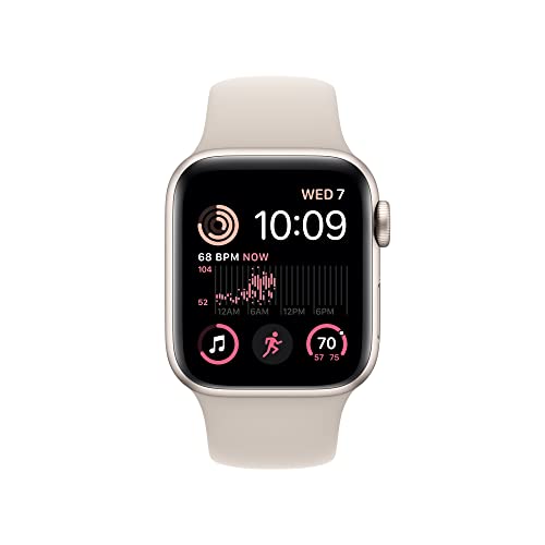 Apple Watch SE GPS 40mm Starlight Aluminum Case w Starlight Sport Band - S/M (2022)