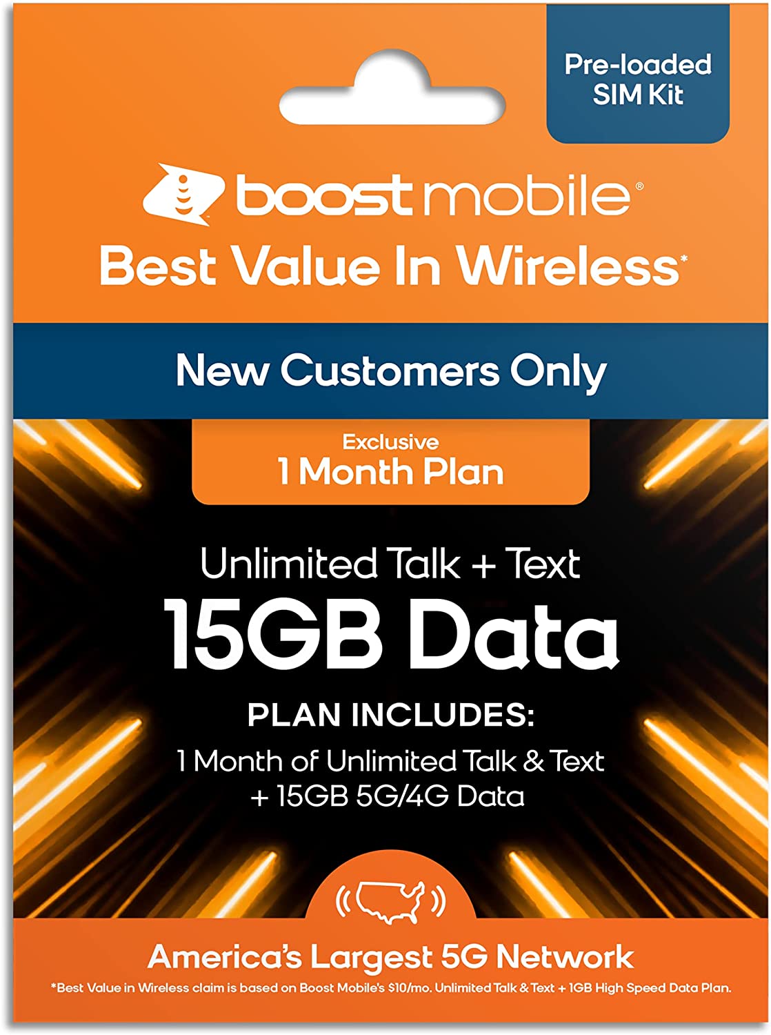 Boost Mobile Preloaded SIM Card - 1month/15gb - Bring Your Own Phone