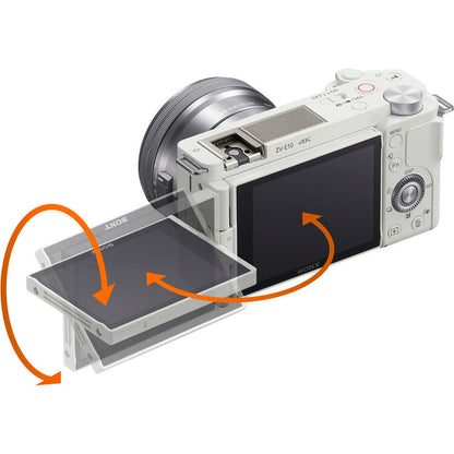 Sony Alpha ZV-E10 24.2MP APS-C Mirrorless Vlog Camera - White + 16-50mm Lens