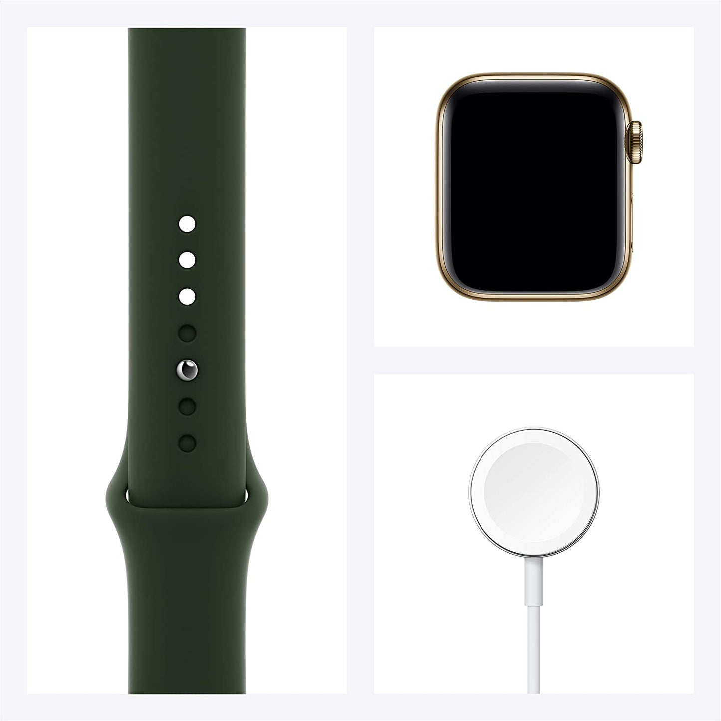 Apple Watch Series 6 GPS + Cellular 40mm Gold Stainless Steel w Cyprus Green Sport Band