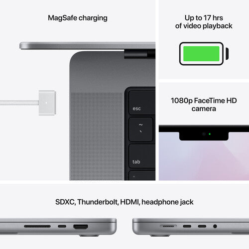 Apple 14-in MacBook Pro M1 Pro chip - 10‑core CPU / 16‑core GPU, 1TB SSD - Space Gray (Fall 2021) - MKGQ3LL/A
