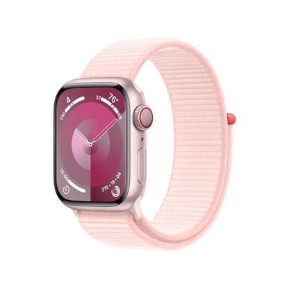 Apple Watch Series 9 GPS + Cellular 41mm Pink Aluminum Case with Light Pink Sport Loop (2023)