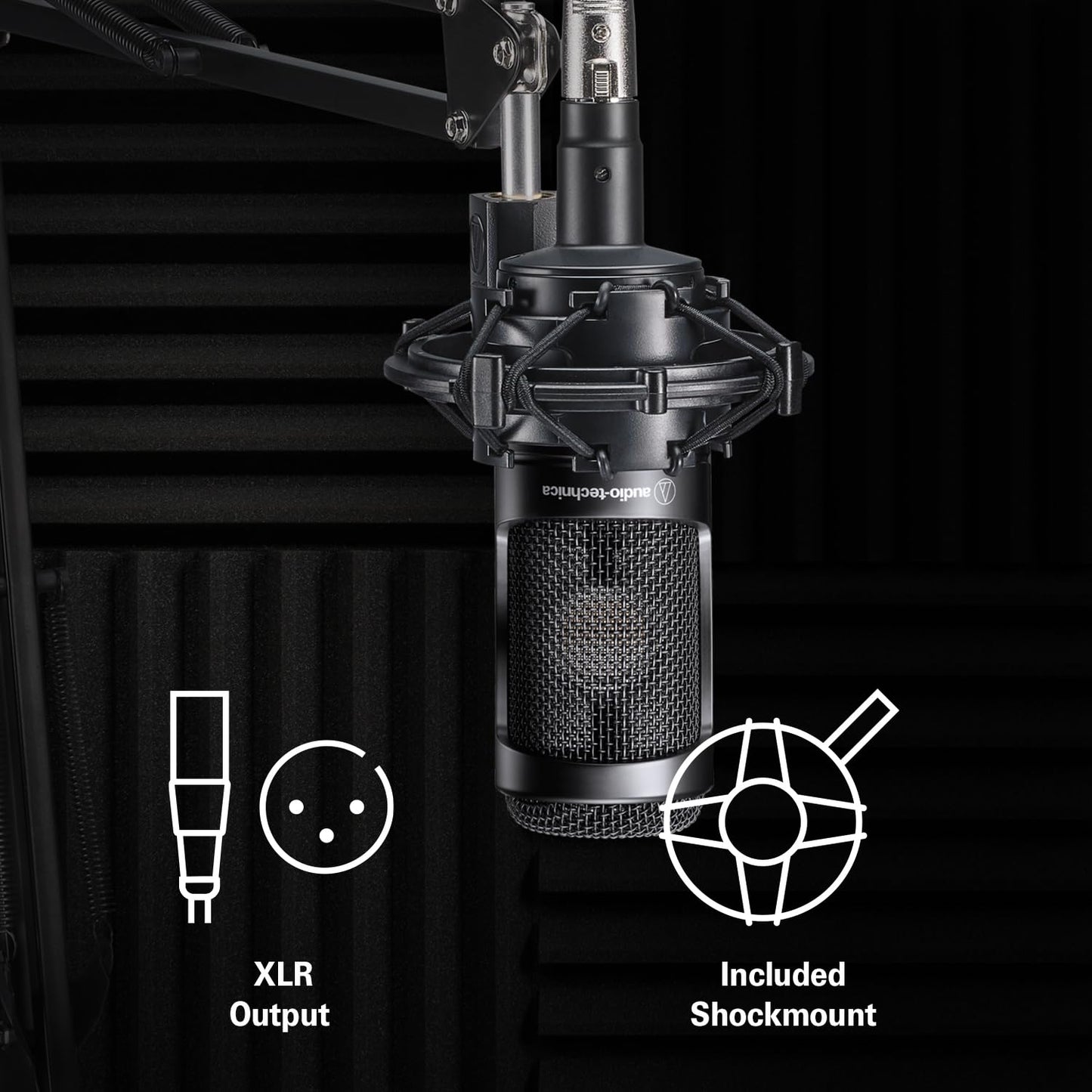 Audio-Technica AT2035 Cardioid Condenser Microphone, for Studio, Podcasting / Streaming