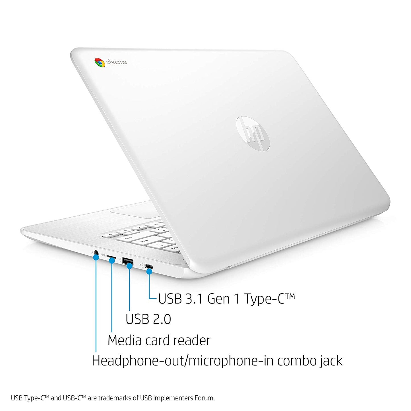HP Chromebook 14-in Touchscreen, 4GB, 32GB, 14-db0070nr Snow White