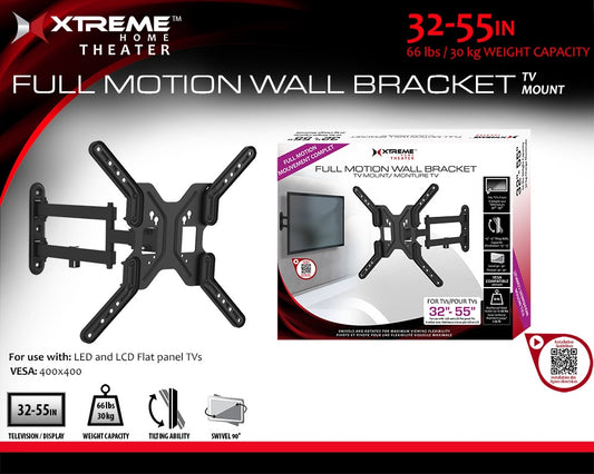 Xtreme Full Motion Wall Bracket TV Mount, 32in - 55in