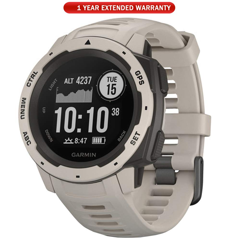 Garmin 010-02064-01 Instinct, Rugged Outdoor Watch with GPS, features Glonass and Galileo, Heart Rate Monitoring, 3-Axis Compass, Tundra