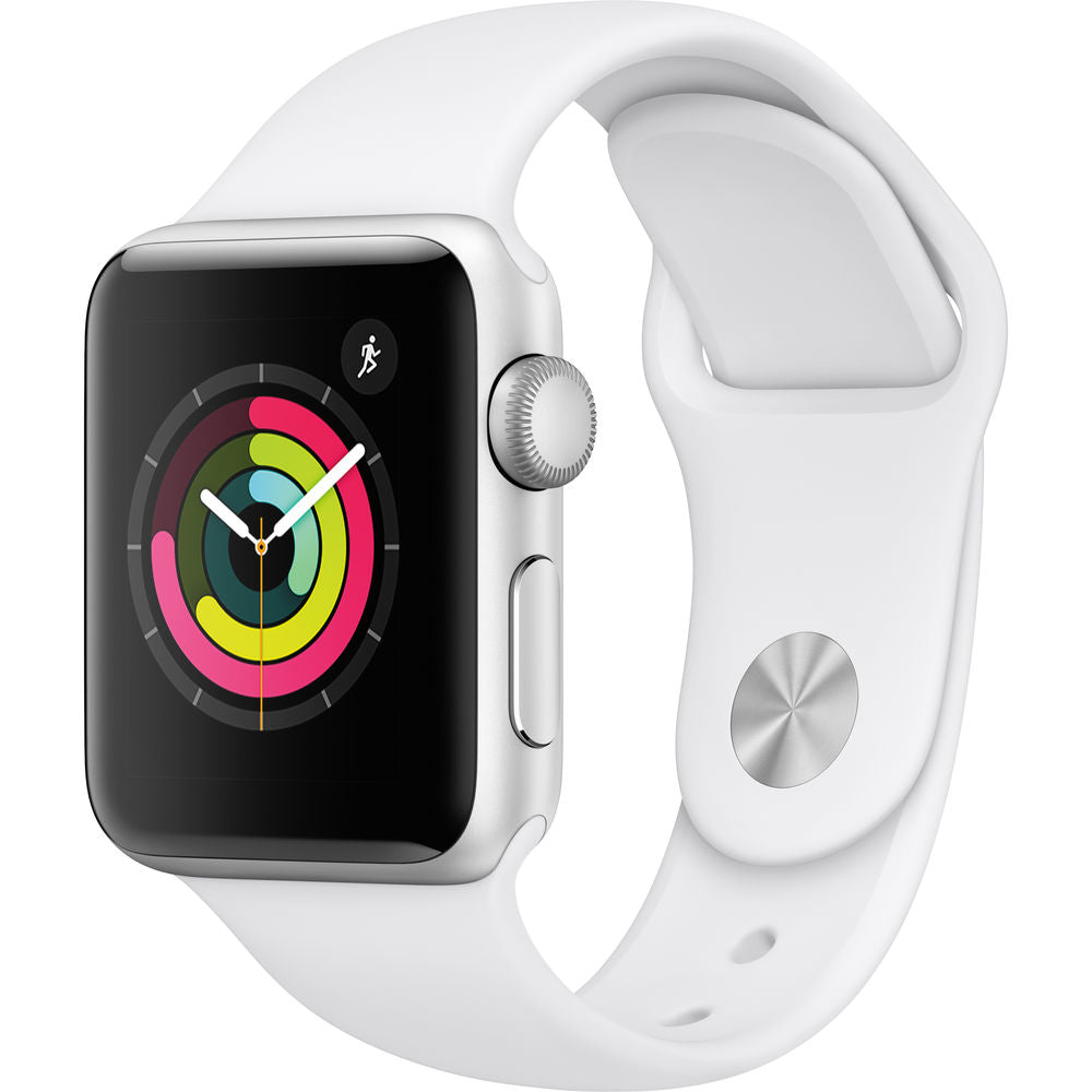 (Open Box) Apple Watch Series 3 GPS 38mm Silver Aluminum, White Sport Band