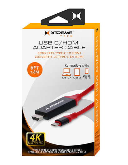 Xtreme Cables 6ft. USB Type C to HDMI Adapter Cable, Red