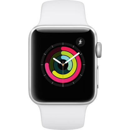 Apple Watch Series 3 GPS 38mm Silver Aluminum, White Sport Band