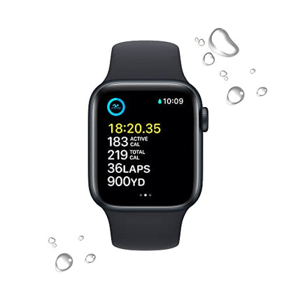 Apple Watch SE GPS 40mm Midnight Aluminum Case w Midnight Sport Band - M/L (2022)