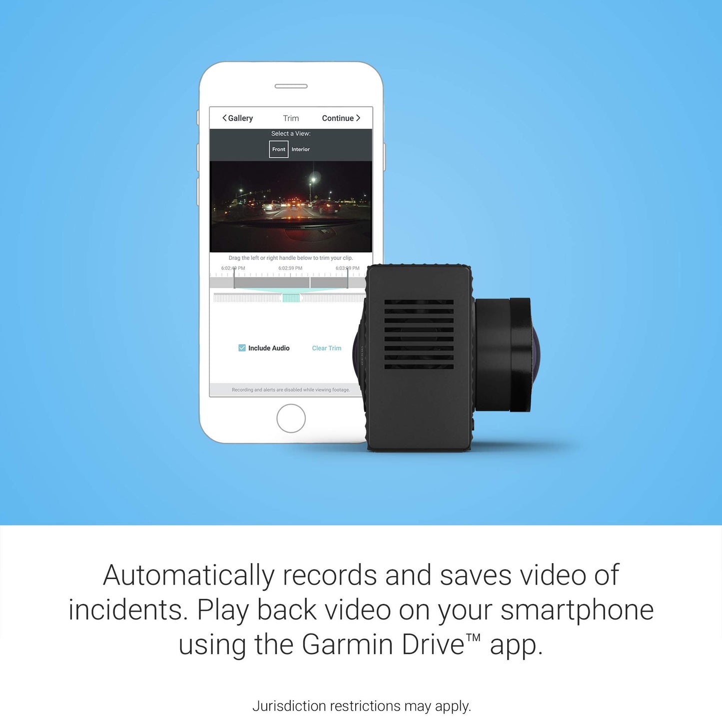 Garmin Dash Cam Tandem Dual-Lens Dash Cam with Two 180-degree Lenses