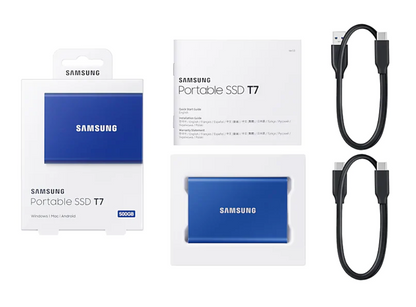 Samsung T7 2TB Portable SSD - MU-PC2T0H/AM - USB 3.2 - Blue