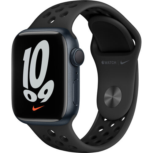 (Open Box) Apple Watch Nike Series 7 GPS, 41mm Midnight Aluminum Case with Anthracite/Black Nike Sport Band-MKN43LL/A
