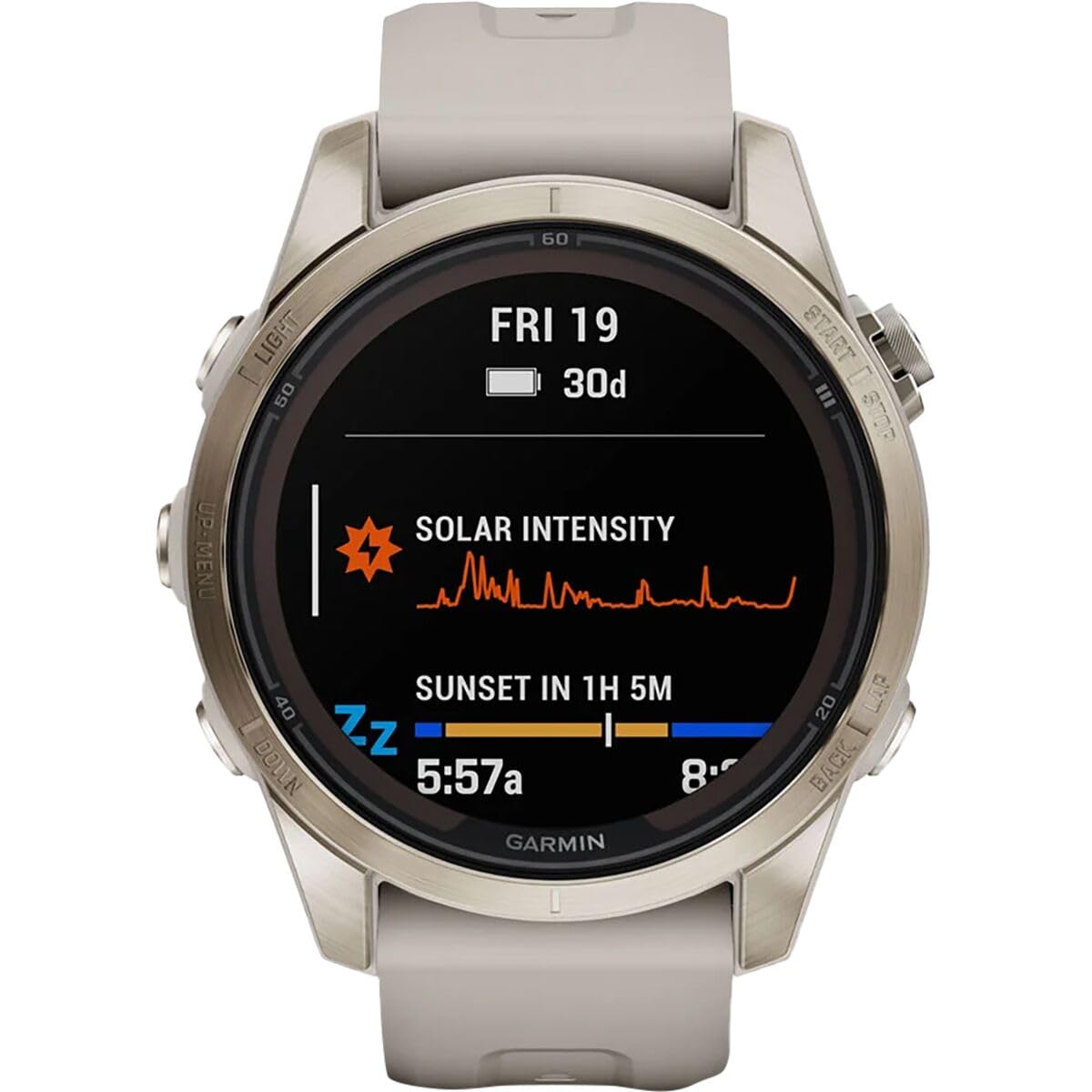 Garmin fēnix 7S Pro Sapphire Solar, Multisport GPS Smartwatch, Built-in Flashlight, Solar Charging Capability, Sand