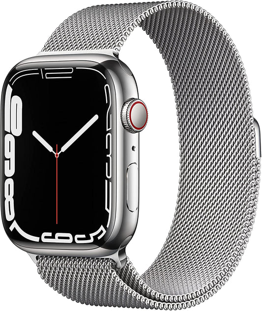 Apple Watch Series 7 GPS + Cellular, 45mm Silver Stainless Steel Case with Silver Milanese Loop