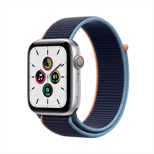 Apple Watch SE GPS + Cellular 44mm Silver Aluminum w Deep w Deep Navy Sport Bandort Loop