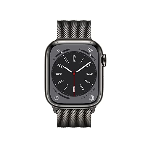 Apple Watch Series 8 GPS + Cellular 41mm Graphite Stainless Steel Case w Graphite Milanese Loop (2022)