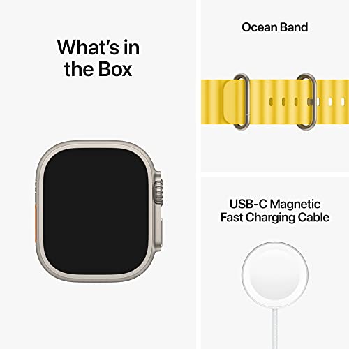 Apple Watch Ultra GPS + Cellular, 49mm Titanium Case w Yellow Ocean Band (2022)